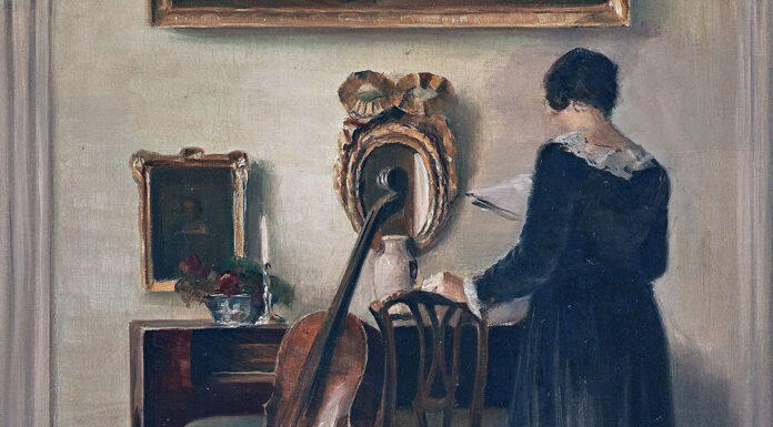 “Il fiasco del maestro Chieco” di Antonio Fogazzaro Carl Holsøe, Interior with woman and cello