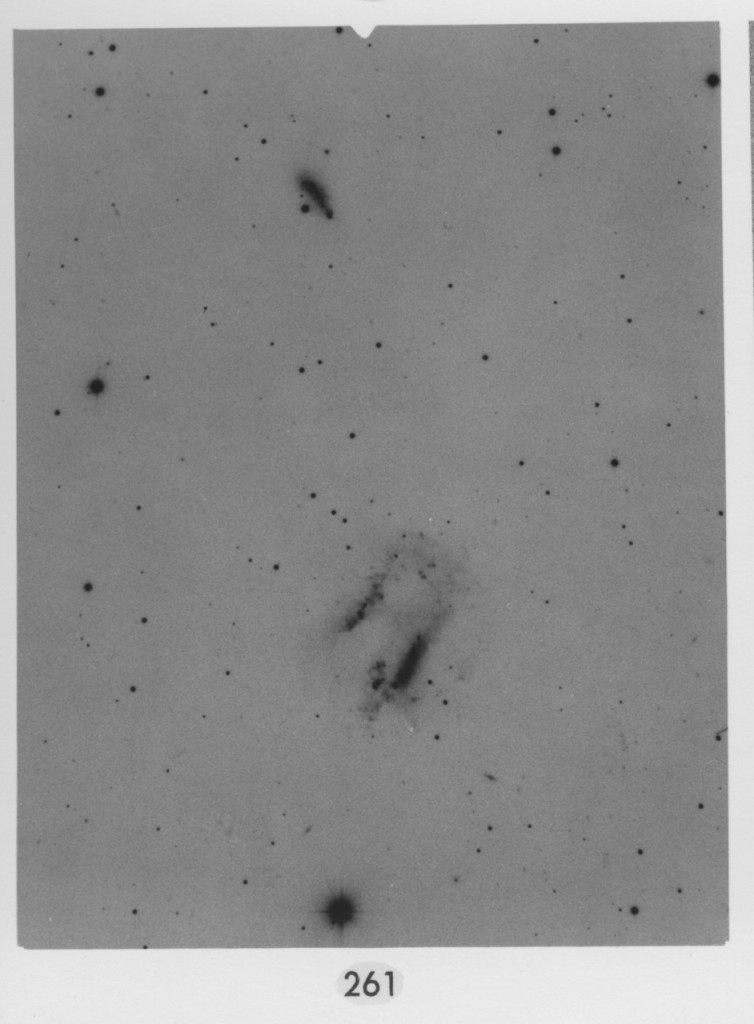 La coppia di galassie interagenti Arp 261, così come appare nel catalogo delle galassie peculiari di Halton Arp. Credit: California Institute of Technology