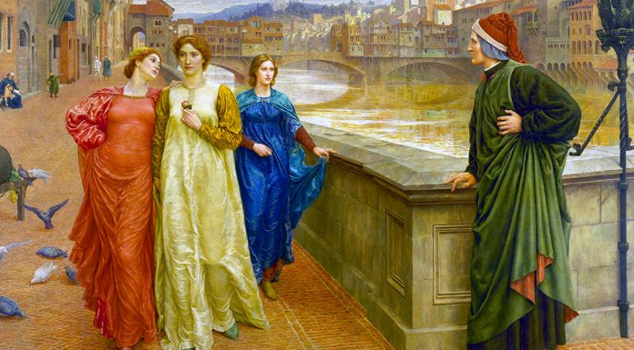 “La donna fiorentina del buon tempo antico” di Isidoro Del Lungo Dante and Beatrice, Henry Holiday, 1882-1884