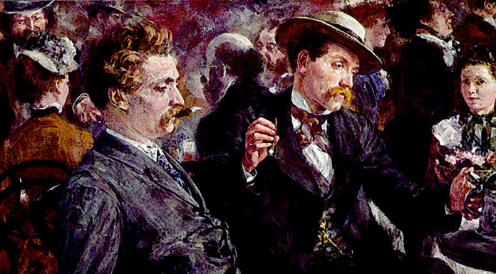 “Un fannullone” di Tristan Bernard At the beer garden (1883). Adolph Menzel