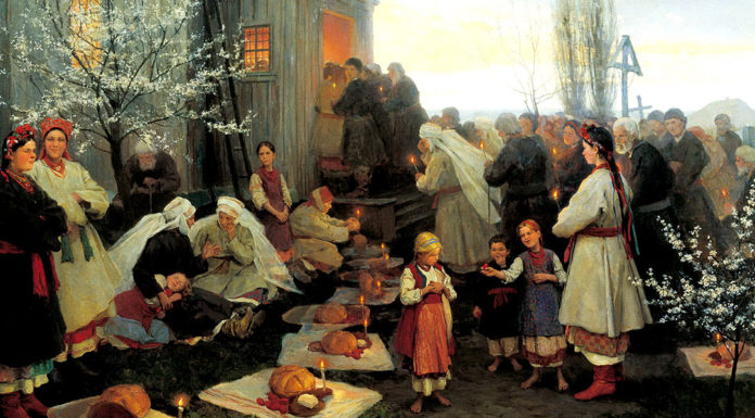 “Sinfonia n° 2” di Čajkovskij Mykola Pymonenko. Easter orthros in Little Russia
