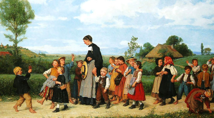 “Il lavoro nelle cinque classi elementari della scuola rinnovata di Milano” di Giuseppina Pizzigoni Der Schulspaziergang. Albert Anker
