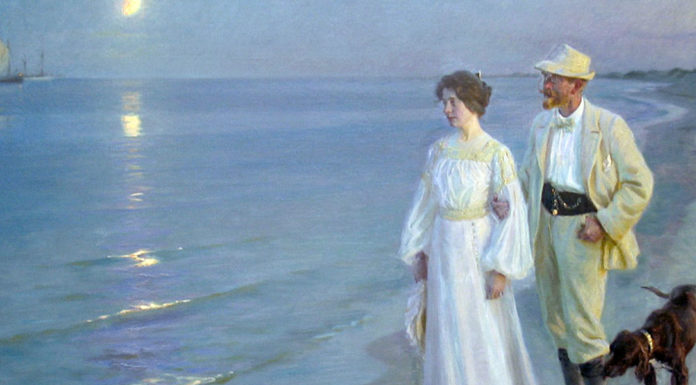 “A quarantacinque anni” di Emma Summer evening on Skagen’s beach (particolare). Peder Severin Kroyer