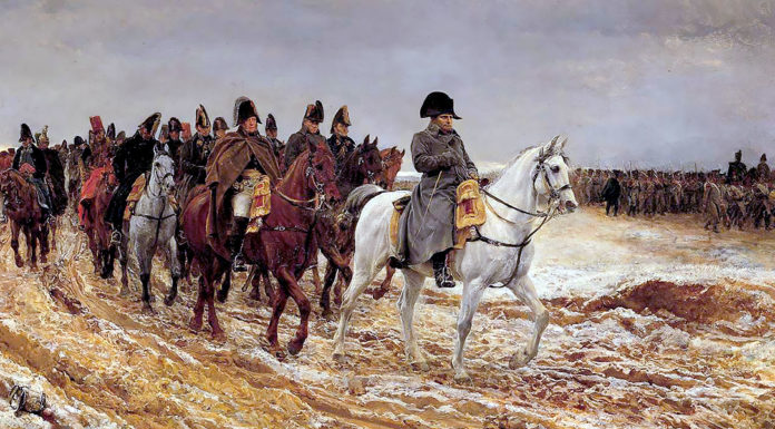 “La guerra e la pace” di Lev Nikolaevič Tolstoj 1814, Campagne de France. Napoleon and his staff returning from Soissons after the Battle of Laon. Ernest Meissonier