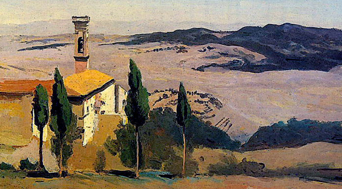 “Erba sul sagrato” di Ada Negri Volterra, Church and Bell Tower. Camille Corot