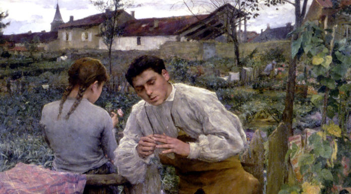 “Amore e amore” di Adolfo Albertazzi “L’Amour au village” di Jules Bastien-Lepage