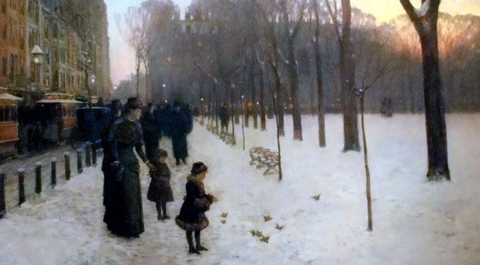 “Sinfonia n° 3 in Sol minore” di Roussel Childe Hassam, Boston Common at Twilight, 1885–86. Oil on canvas. Museum of Fine Arts, Boston