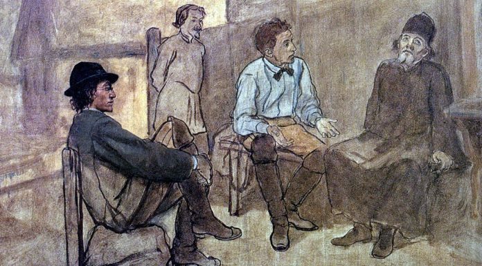“Il mio insegnamento universitario” di Arturo Farinelli Students talk with the monk. Vasily Perov