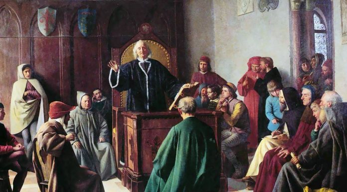 “Cecco d’Ascoli” di Pietro Fanfani Cecco d’Ascoli tiene una lezione a Firenze. Giulio Cantalamessa