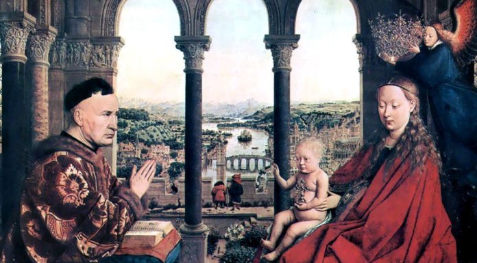 Desprès. “Ave Maria, Virgo serena” Madonna del cancelliere Rolin. Jan van Eyck