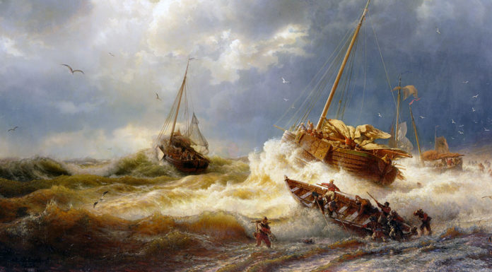 “Sinfonia n° 39” di Haydn Andreas Achenbach. Ships in a storm on the Dutch coast