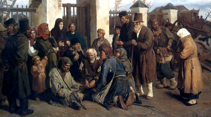 “Lourdes” di Émile Zola Beggars singer (Pilgrims). Viktor Vasnetsov