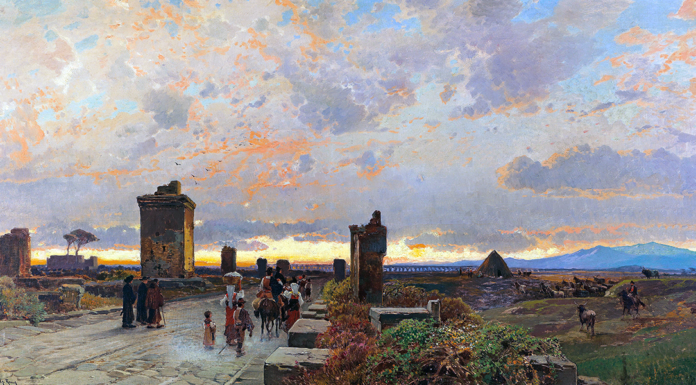 “Analisi storico-topografico-antiquaria della carta de’ dintorni di Roma” di Antonio Nibby Via Appia Antica in Der Nähe Von Terracina. Hermann David Salomon Corrodi