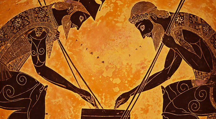 “La traduzione dei poeti classici” di Emilio Bodrero Exekias Amphora, Achilles and Ajax Engaged in a Game. Ancient Greek Pottery