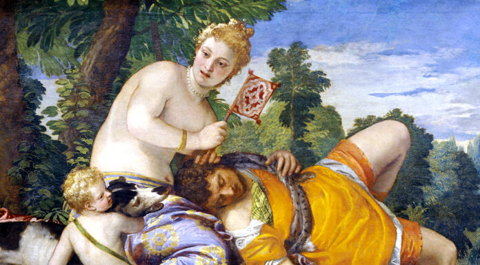 “Gli orti esperidi” di Pietro Metastasio Venus y Adonis, 1580, Muséu del Prado. Paolo Veronese