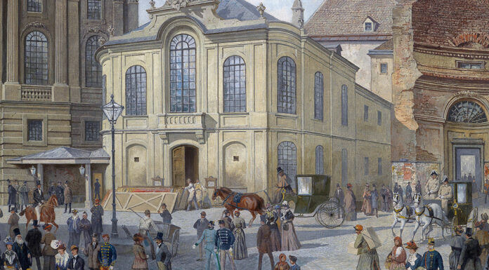 Mozart. Opera K 491 Vienna, davanti al vecchio Burgtheater. August Gerasch