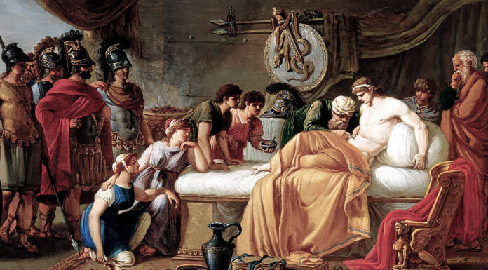 “Alcibiade, la critica e il secolo di Pericle” di Felice Cavallotti Alcibiade blessé. Jean-Charles Nicaise Perrin