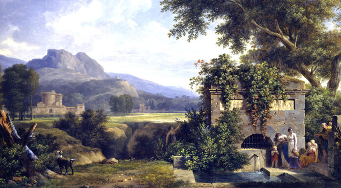 “I tre Giulj” di Giovanni Battista Casti Pierre-Henri de Valenciennes – Classical Landscape with Figures Drinking by a Fountain