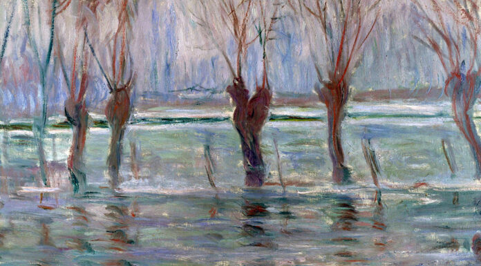 “La radiazione penetrante alla superficie ed in seno alle acque” di Domenico Pacini Flood Waters. Claude Monet