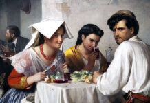 La sinistra vista dal fondo del bicchiere In a Roman Osteria. Carl Bloch