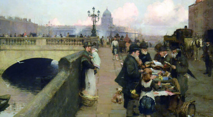 “Dedalus” di James Joyce Dublin Streets a Vendor of Books. Walter Osborne