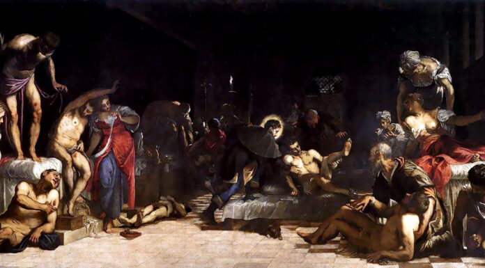 “Della peste e della pubblica amministrazione sanitaria” di Angelo Antonio Frari San Rocco risana gli appestati. Tintoretto