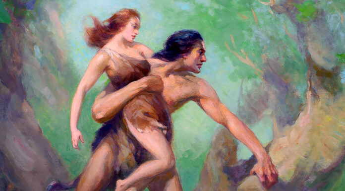 “Il ritorno di Tarzan” di Edgar Rice Burroughs James Allen St. John, Tarzan and His Mate, 1947. Oil on canvas