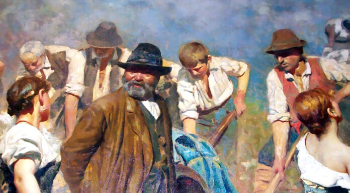 “Il contadino e la questione sociale” di Paolo Schicchi Alla vanga, dettaglio, Arnaldo Ferraguti (1890)