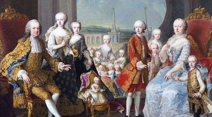 “Augurio di felicità” di Pietro Metastasio Martin van Meytens, Ritratto di Maria Teresa d’Asburgo, di Francesco I d’Austria e dei loro tredici figli