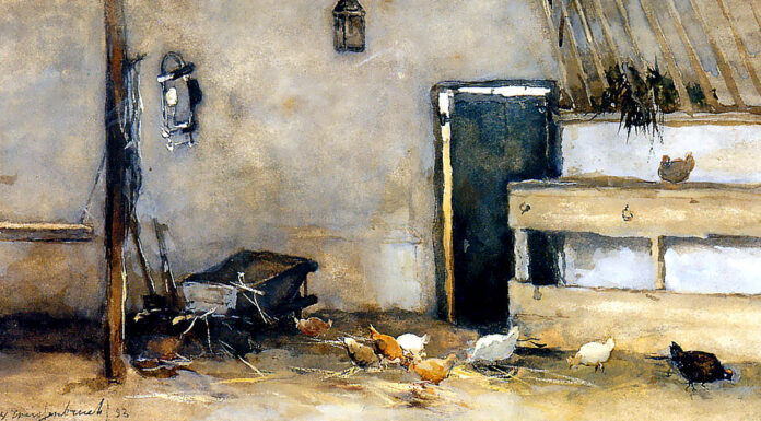 “Ladro di galline” di Francesco Jovine Stable with chickens, Johan Hendrik Weissenbruch