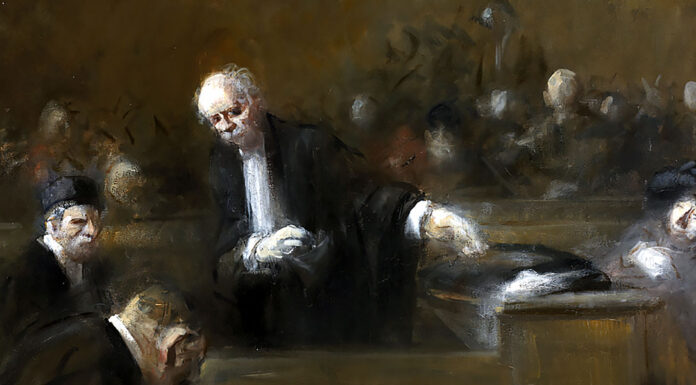 “La prima sassata” di Umberto Notari Courtroom Scene. Jean Louis Forain