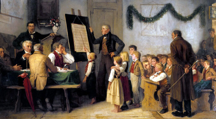 “Notizia letteraria. La questione del latino” di Arturo Graf The school exam, Albert Anker (1862)