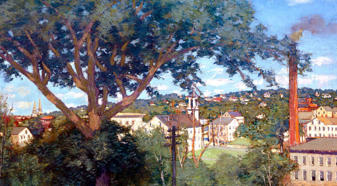 “Per la gloria” di Cordelia The Factory Village, Julian Alden Weir (1897)