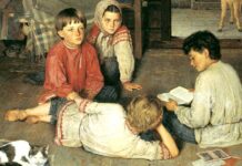 “Il lupo e i sette caprettini” di Antonio Gramsci Nuove fiabe, di Nikolay Bogdanov-Belsky (1869-1945)