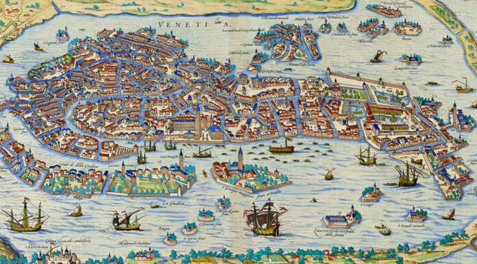 “La nave” di Daniele Oberto Marrama Mappa di Venezia, da Civitates Orbis Terrarum di Georg Braun, 1541-1622 e Franz Hogenberg, 1540-1590, incisione