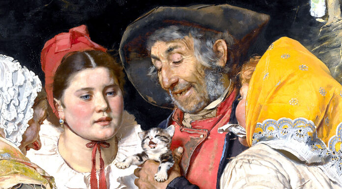 “L’uccello d’oro” di Grazia Deledda “Old Man’s Treasure (Das Katzchen), 1876” di Karl Gussow (1843–1907)