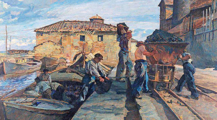 “Virtù degli artisti labronici” di Gastone Razzaguta La Metallurgica, Mario Puccini