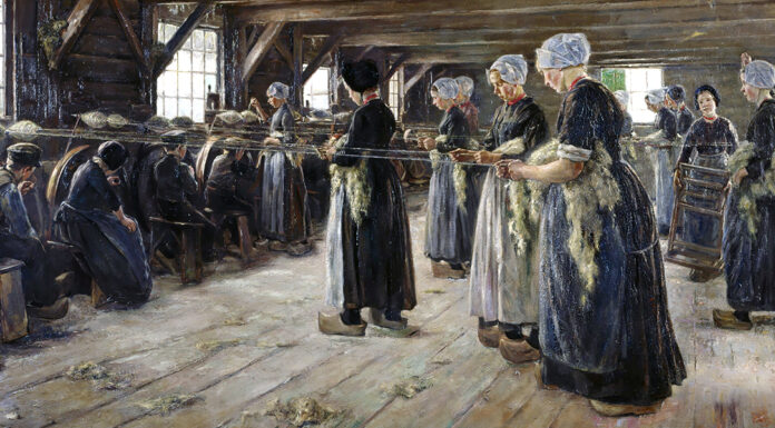 “No e poi no!” di Anna Vertua Gentile Spinning Workshop in Laren, Max Liebermann (1889)