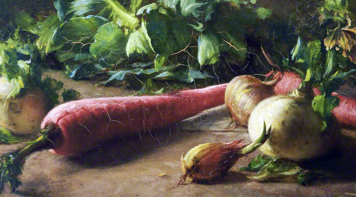 “Il piccolo focolare” di Jacopo Turco (alias Giulia Lazzari Turco Turcati) Kitchen Vegetables, Thomas Stuart Smith (Romanticism)
