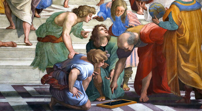 “Sul libro V di Euclide” di Giuseppe Peano Euclide, particolare dalla Scuola di Atene di Raffaello Sanzio