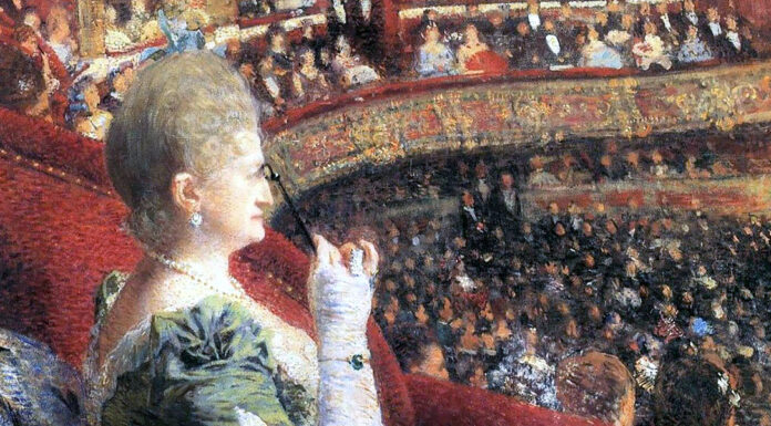 “Il volo d’Icaro” di Clarice Tartufari Madame Edmond Picard in Her Box at Theatre de la Monnaie, Theo van Rysselberghe