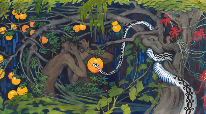 “Brand” di Henrik Ibsen Tyra Kleen (1874–1951), Forbidden Fruit, 1915, watercolour, 40 x 70 cm. Photo: Studio Lindblad