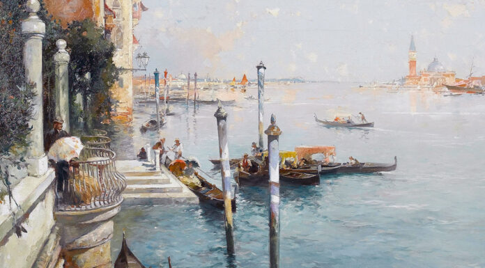 “Il viaggiatore volante” di Bruno Barilli Venice. View from the zattere with San Giorgio Maggiore in the distance. Franz Richard Unterberger