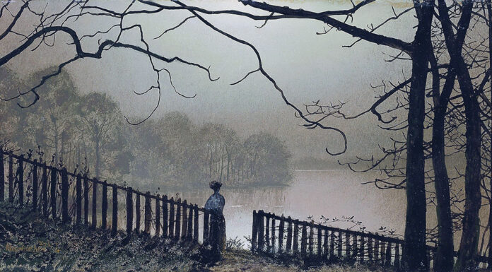 “Sua moglie” di Otto von Leitgeb Waterloo Lake Roundhay, Park Leeds, John Atkinson Grimshaw