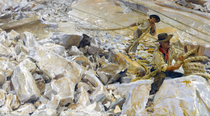 “È già una signorina la bimba” di Biagio Zagarrio Bringing Down Marble from the Quarries in Carrara, John Singer Sargent (1911)