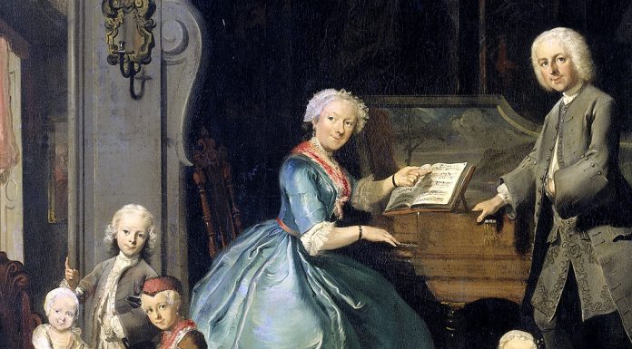 Couperin. “8 Pièces de clavecin” Family group at a harpsichord. Cornelis Troost