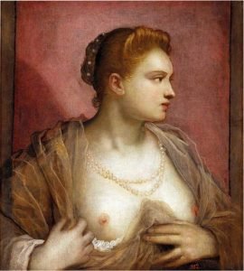 Il ritratto di Veronica Franco, una delle più celebri cortigiane veneziane, autore Jacopo Robusti detto il Tintoretto