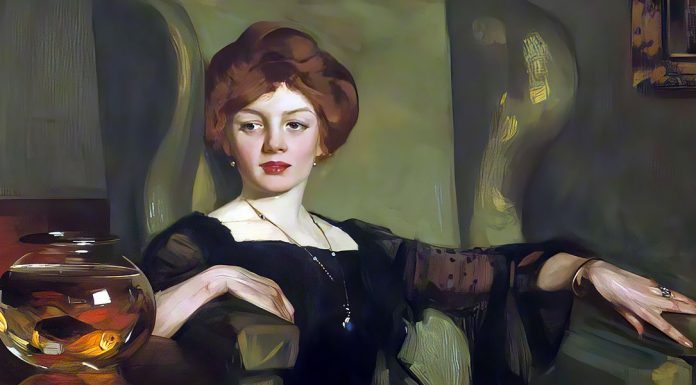 “La Marchesa d’Arcello” di Ines Benaglio Castellani-Fantoni (alias Memini) Lady with Goldfish, George Henry