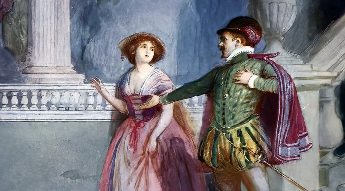 “Don Giovanni” di Wolfgang Amadeus Mozart Illustration (c. 1914) of a scene from Wolfgang Amadeus Mozart’s opera Don Giovanni (1787), in which Don Giovanni attempts to seduce Zerlina.