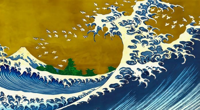 “Prose e poesie giapponesi” A colored version of the Big wave, Katsushika Hokusai